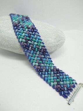 Handwoven Herringbone Superduo bracelet